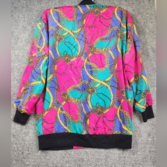 Vintage GDT TOO Bomber Blazer Graphic Jacket One Size Bottom Buttons Geometric - Picture 12 of 13